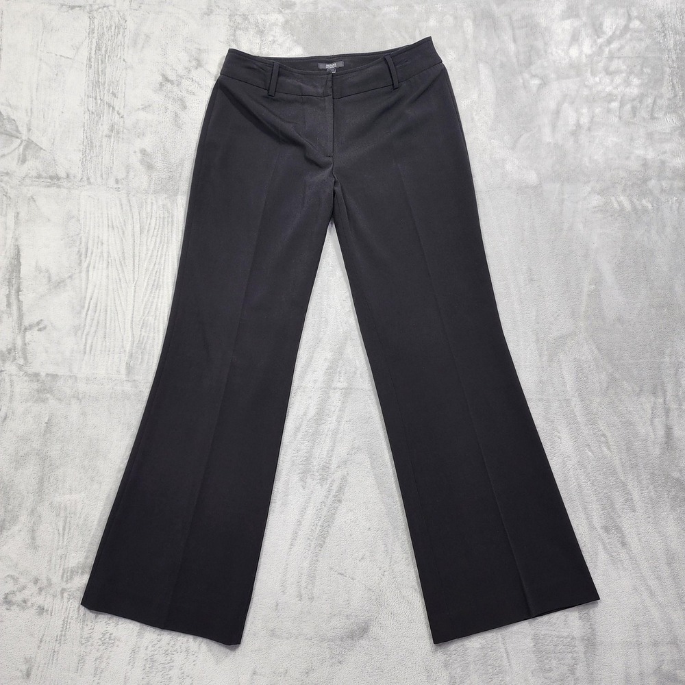 Vintage Alfani Pants Womens 10 Black Mid Rise Flare Leg Trouser Stretch Office